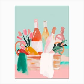 Basket Of Wine Canvas Print