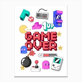 Game Over Retro Gaming Print Canvas Print