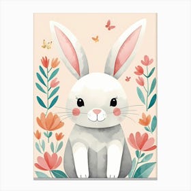 Floral Cute Baby Bunny Nursery (32) Canvas Print