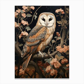 Dark And Moody Botanical Barn Owl 3 Canvas Print