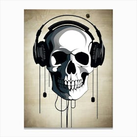 Skull With Headphones 112 Canvas Print