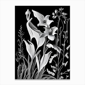 Harebell Wildflower Linocut 1 Canvas Print
