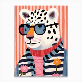 Little Snow Leopard 1 Wearing Sunglasses Canvas Print