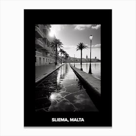 Poster Of Sliema, Malta, Mediterranean Black And White Photography Analogue 3 Canvas Print