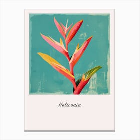 Heliconia 3 Square Flower Illustration Poster Canvas Print
