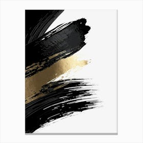 Abstract Black And Gold Brush Strokes 1 Canvas Print