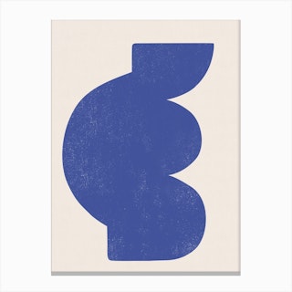 Abstract Blockprint Blue And Cream Canvas Print