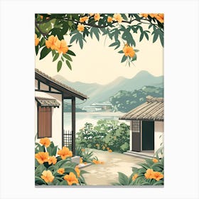 Chinese Village Background Canvas Print