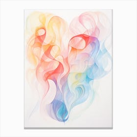 Whimiscal Rainbow Swirl Line Heart 3 Canvas Print