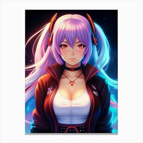 Anime Girl With Purple Hair Canvas Print
