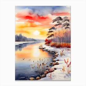 Winter Landscape Painting 10 Canvas Print