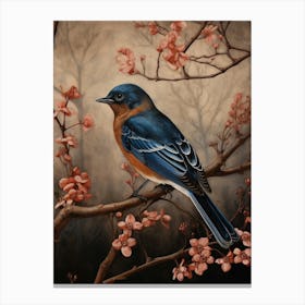 Dark And Moody Botanical Eastern Bluebird 3 Canvas Print