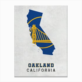 Golden State Warriors Oakland California State Map Canvas Print