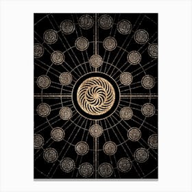 Geometric Glyph Radial Array in Glitter Gold on Black n.0086 Canvas Print