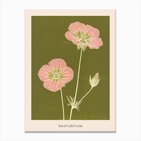 Pink & Green Nasturtium 3 Flower Poster Canvas Print