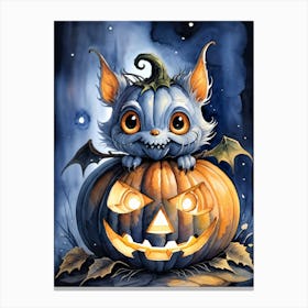 Cute Jack O Lantern Halloween Painting (32) Canvas Print
