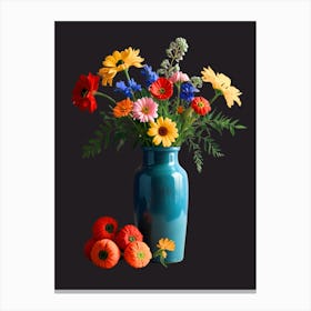 Colorful Flowers In A Vase 1 Canvas Print