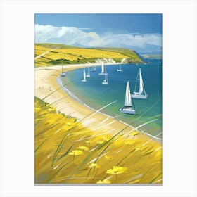 Sailboats On The Beach 3 Canvas Print