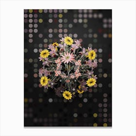 Vintage Mr. Dickson's Echinacea Floral Wreath on Dot Bokeh Pattern n.0010 Canvas Print