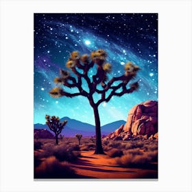 Joshua Tree In Rocky Mountains In Retro Illustration Style (4) Canvas Print
