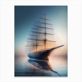 Sailing Ship At Sunset Canvas Print