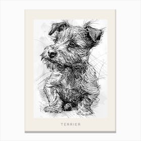 Cute Terrier Dog Line Art 1 Poster Canvas Print