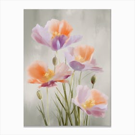Crocus Flowers Acrylic Painting In Pastel Colours 3 Canvas Print