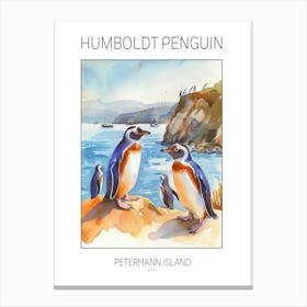 Humboldt Penguin Petermann Island Watercolour Painting 2 Poster Canvas Print