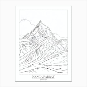 Nanga Parbat Pakistan In Line Drawing 2 Poster Canvas Print