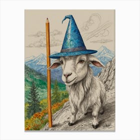 Goat With A Blue Hat Canvas Print