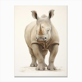 Detailed Vintage Illustration Of A Rhino 4 Canvas Print