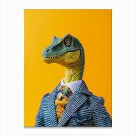 Toy Dinosaur In A Suit & Tie 1 Canvas Print