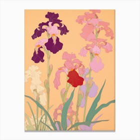 Irises Flower Big Bold Illustration 3 Canvas Print