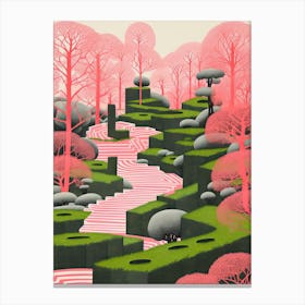Kyoto Zen Gardens Abstract Riso Style 4 Canvas Print