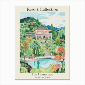 Poster Of The Homestead   Hot Springs, Virginia   Resort Collection Storybook Illustration 3 Canvas Print