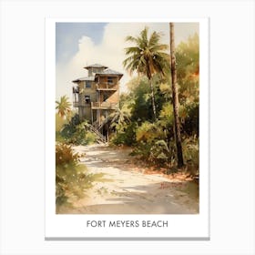 Fort Myers Beach Watercolor 2travel Poster Canvas Print