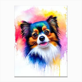 Papillon Rainbow Oil Painting dog Canvas Print