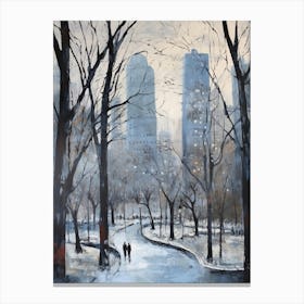Winter City Park Painting Central Park New York City 1 Canvas Print