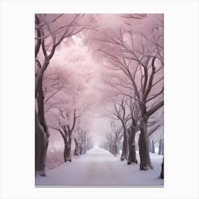 Snowy Sakura Trees Canvas Print