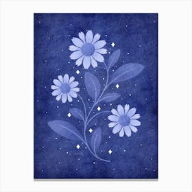 Twilight Sparkles Blue Floral Canvas Print