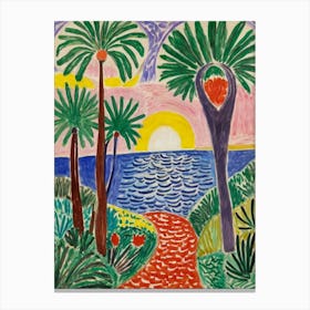 Palm Trees At Sunset Style Henri Matisse Canvas Print