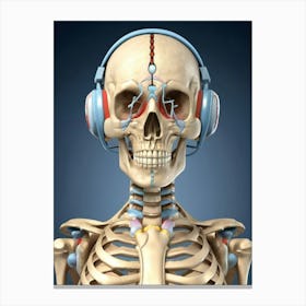 Skeleton With Headphones 11 Canvas Print