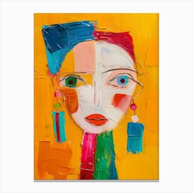 Girl With Colorful Earrings Canvas Print