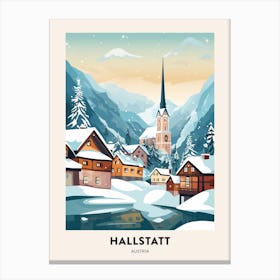 Vintage Winter Travel Poster Hallstatt Austria 1 Canvas Print