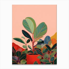 Boho Plant Painting Rubber Plant Ficus 3 Canvas Print