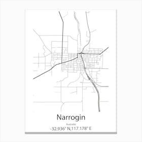 Narrogin,Australia Minimalist Map Canvas Print