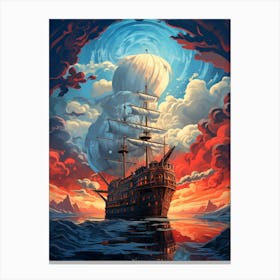 Pirate Ship In The Sky Canvas Print