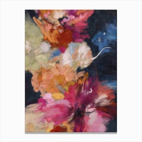 Navy Blue Floral Colorful Abstract Canvas Print