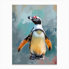 Galapagos Penguin Livingston Island Colour Block Painting 3 Canvas Print
