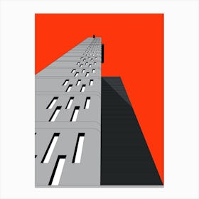 Balfron Tower, Black, White and Red Canvas Print